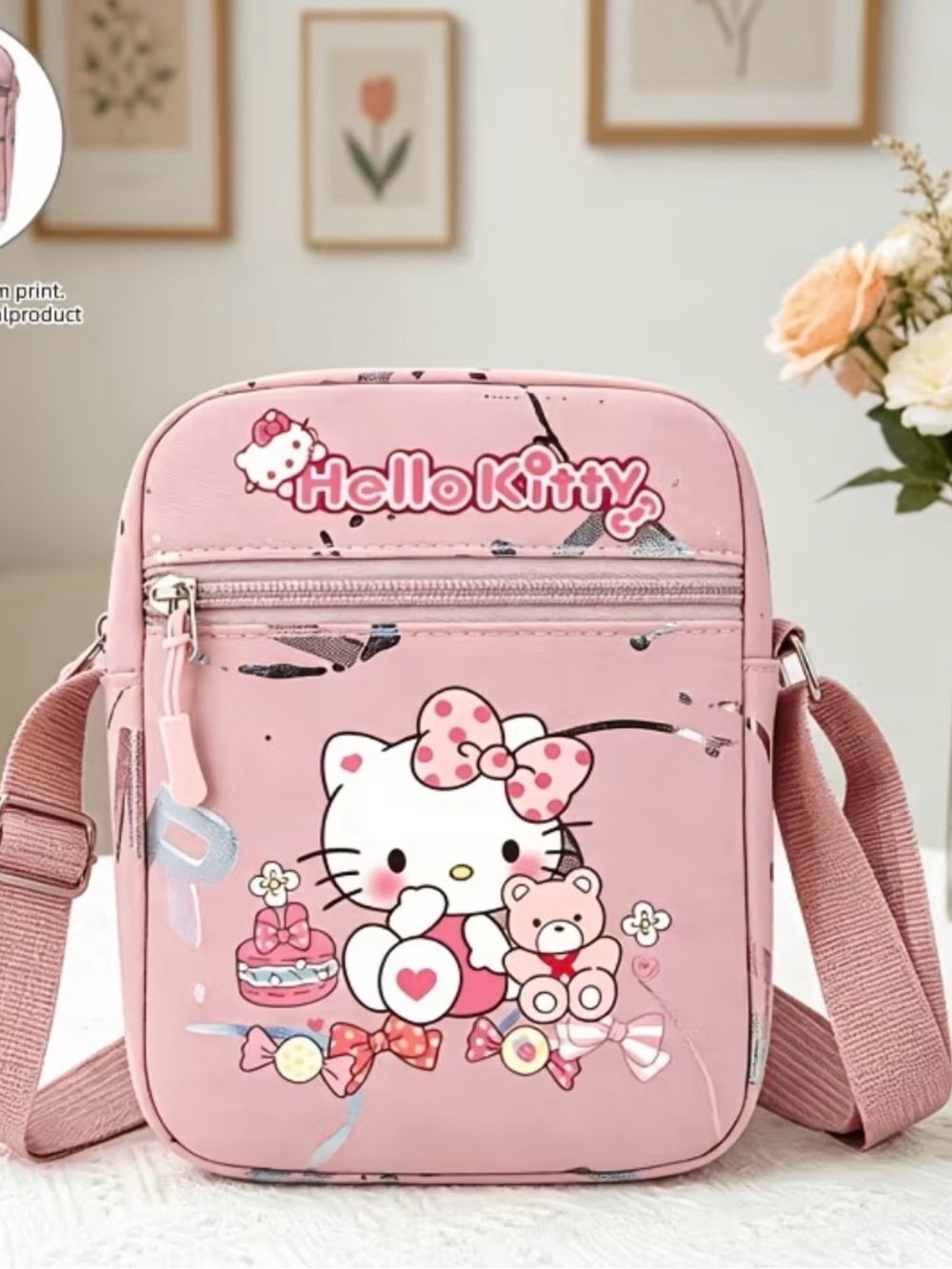 Hello Kitty Pink Cartoon Crossbody Bag